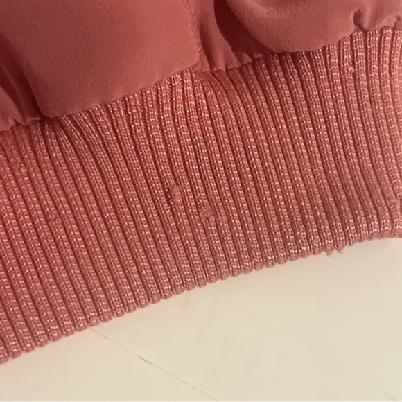 St. John Silk Full Zip Collared Bat Wing Bomber Jacket  Cardigan Mauve Size XL. - Picture 12 of 16